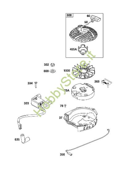 J - GRUPPO VOLANO, ACCENSIONE E MOTORINO DI AVVIAMENTO B&S - 08 €¦ 08P502-0130-H1 brand Stihl